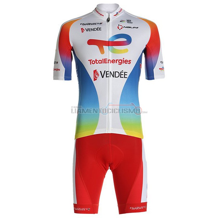 Abbigliamento Ciclismo Direct Energie Manica Corta 2021 Bianco Rosso Giallo Blu